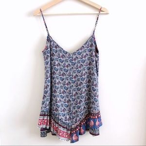 Zara TRF Blue Paisley Ruffled Bottom Tank
